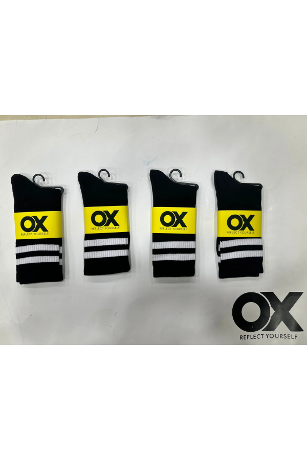 OX Kadın Kolej Çorabı Siyah Beyaz Çizgili