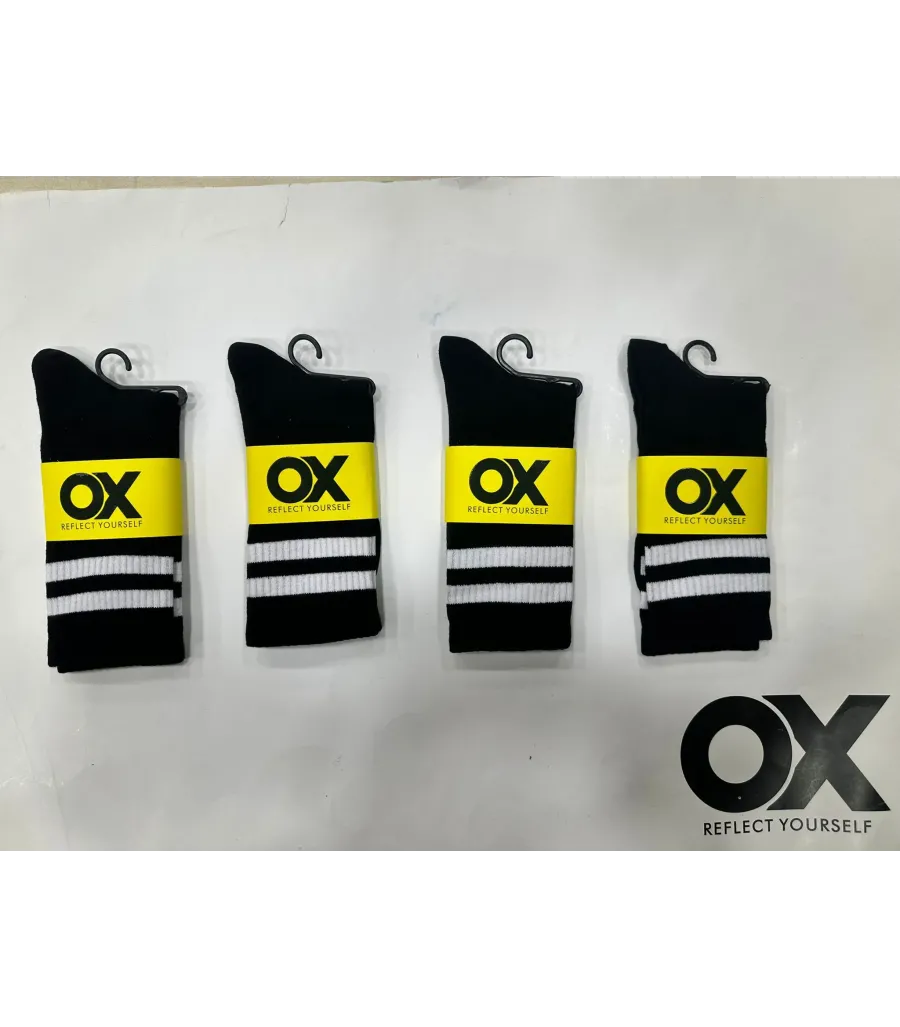 OX Kadın Kolej Çorabı Siyah Beyaz Çizgili