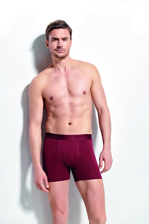 Kolcu Erkek Likralı Boxer Bordo