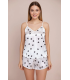 Love Secret Saten Şortlu Takım Beyaz Kalpli