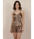 Love Secret Saten Şortlu Takım Leopar