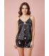 Love Secret Saten Şortlu Takım Siyah Kedi