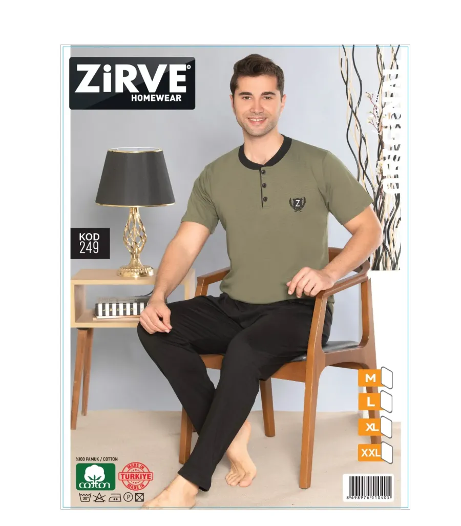Zirve Erkek Penye Süprem Kısa Kol Pijama Takımı 249