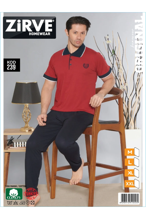 Zirve Erkek Penye Süprem Kısa Kol Pijama Takımı 239