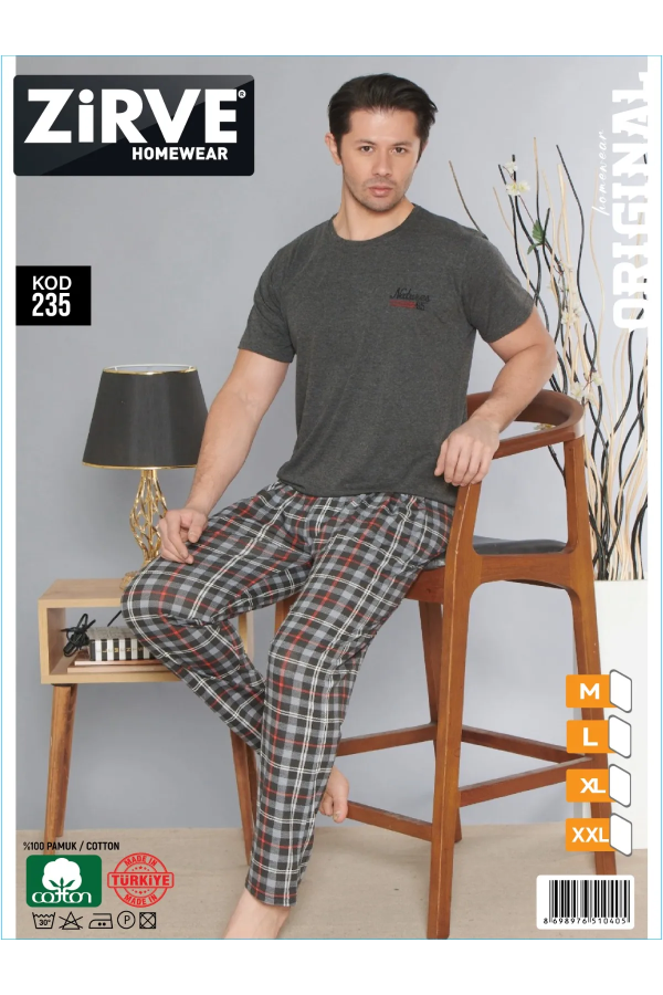 Zirve Erkek Penye Süprem Kısa Kol Pijama Takımı 235