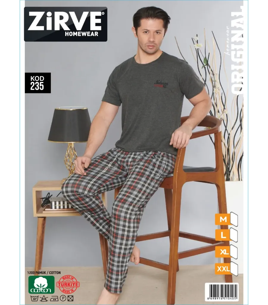 Zirve Erkek Penye Süprem Kısa Kol Pijama Takımı 235