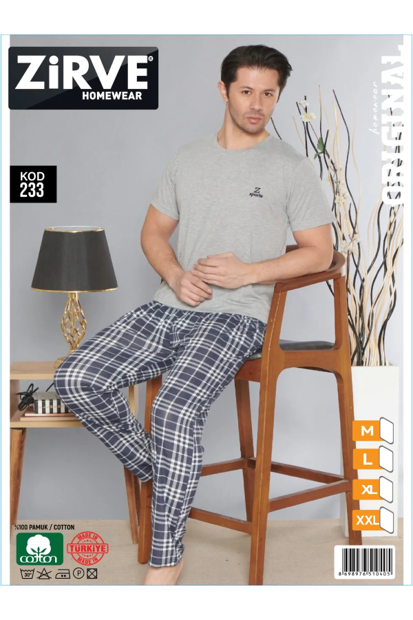 Zirve Erkek Penye Süprem Kısa Kol Pijama Takımı 233