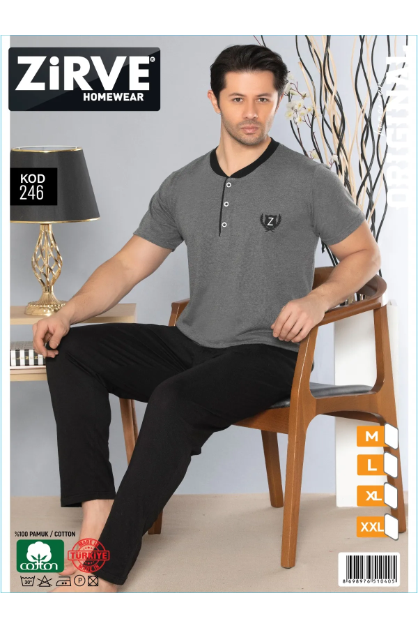 Zirve Erkek Penye Süprem Kısa Kol Pijama Takımı 246