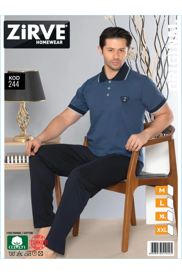 Zirve Erkek Penye Süprem Kısa Kol Pijama Takımı 244