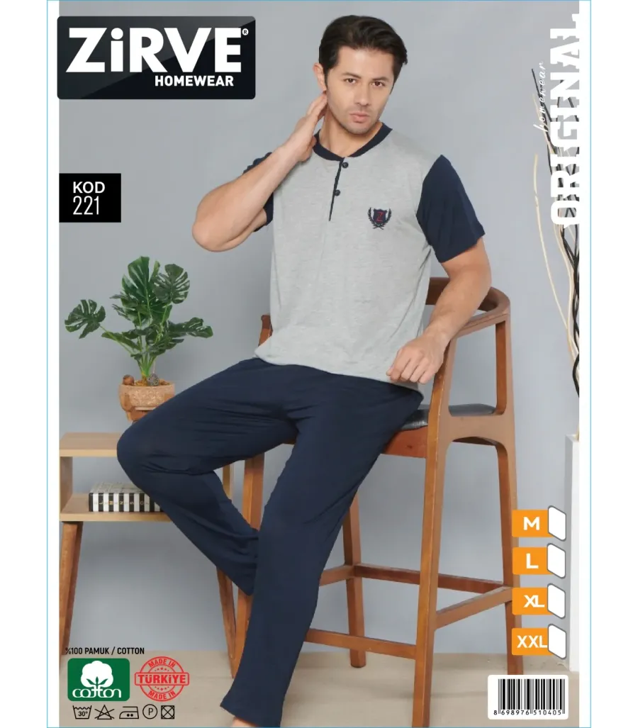 Zirve Erkek Penye Süprem Kısa Kol Pijama Takımı 221