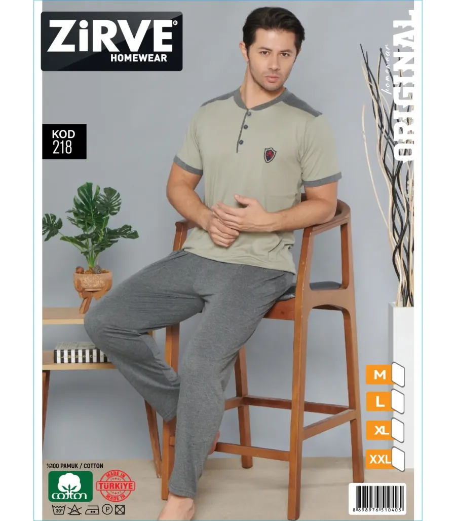Zirve Erkek Penye Süprem Kısa Kol Pijama Takımı 218
