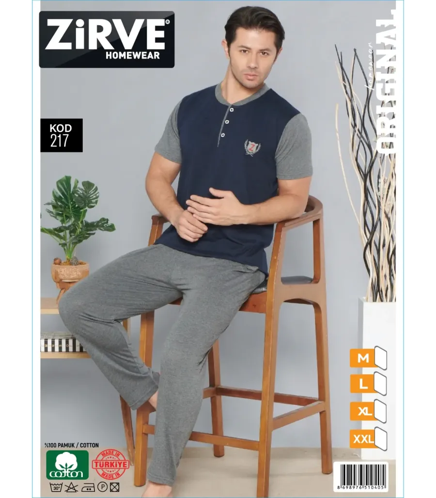 Zirve Erkek Penye Süprem Kısa Kol Pijama Takımı 217