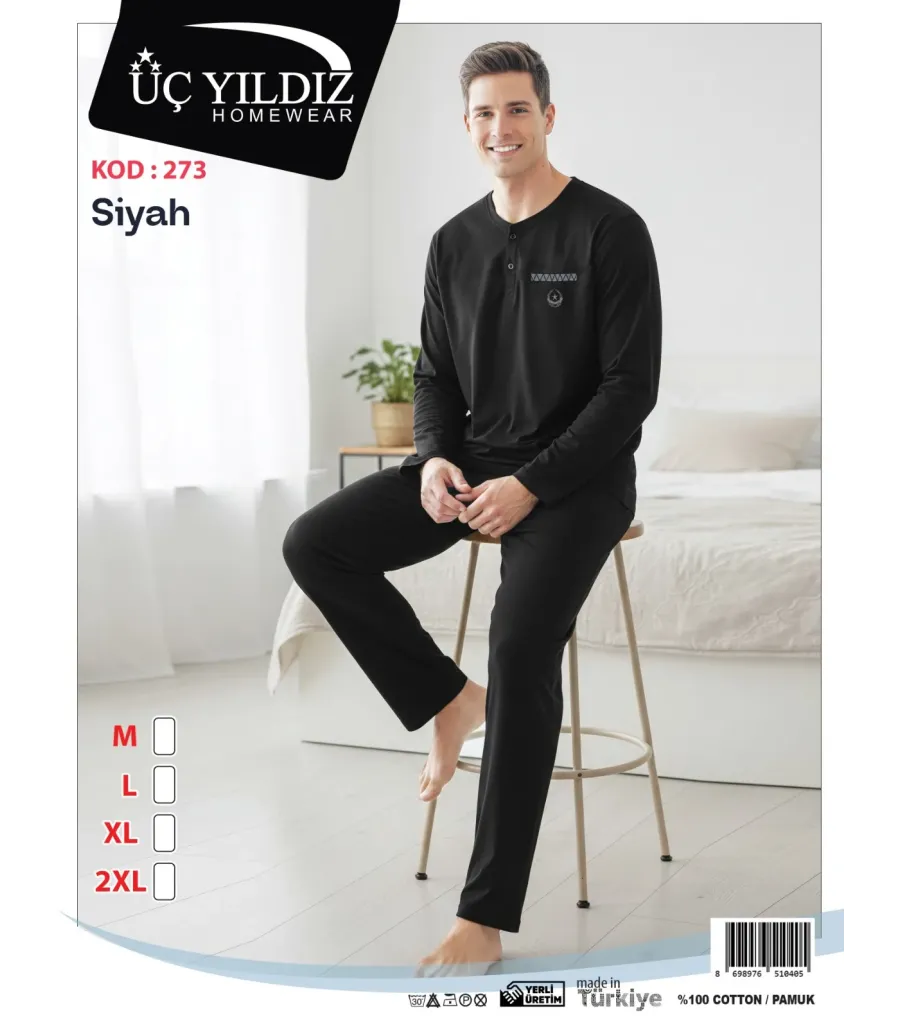 Üçyıldız Erkek Penye Süprem Uzun Kol Pijama Takımı 273