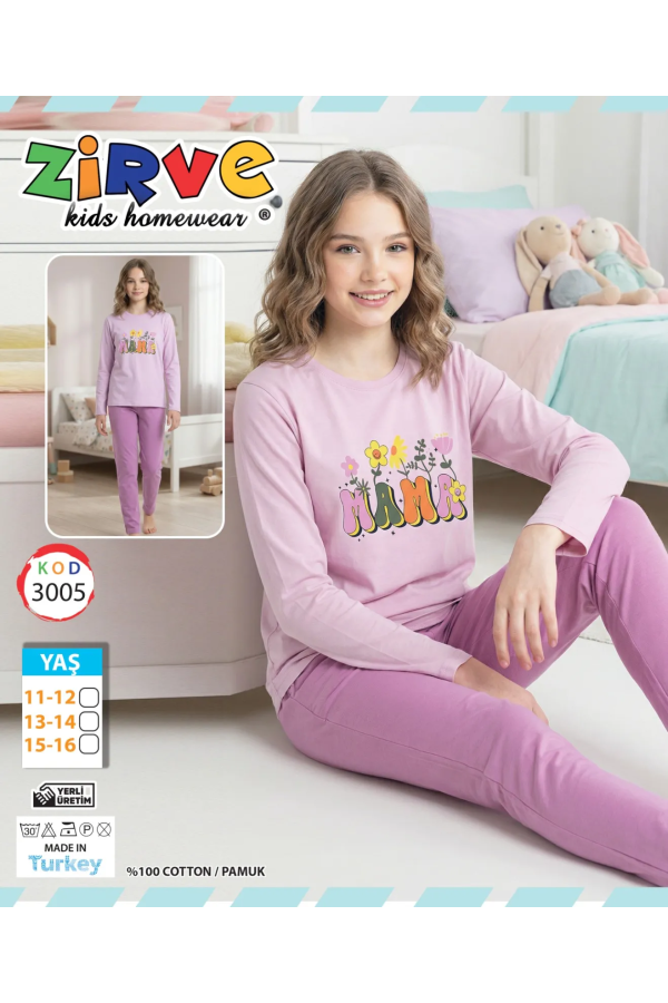 Zirve Kız Garson Boy Pijama Takımı 3005