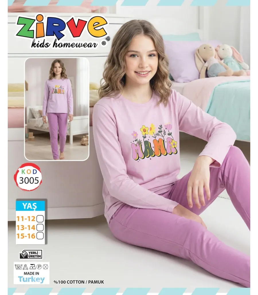 Zirve Kız Garson Boy Pijama Takımı 3005