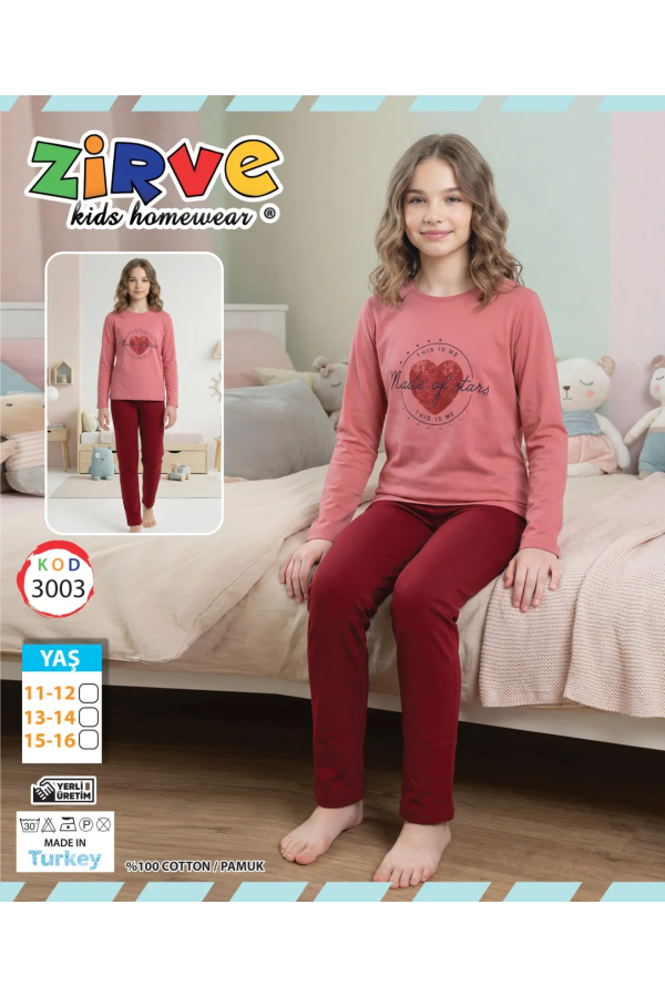 Zirve Kız Garson Boy Pijama Takımı 3003
