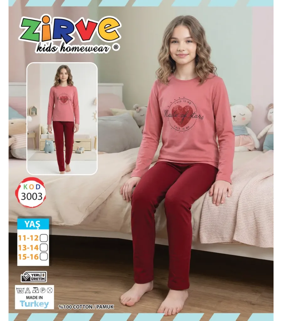 Zirve Kız Garson Boy Pijama Takımı 3003