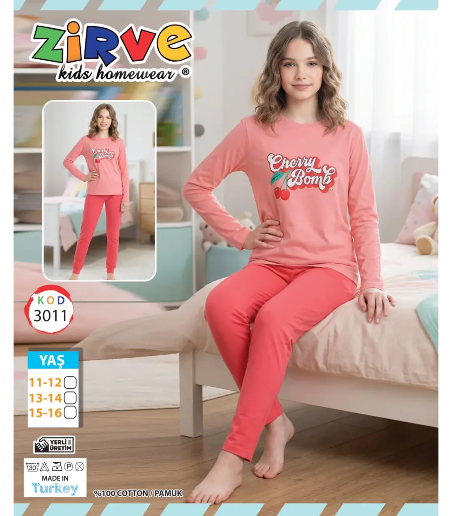 Zirve Kız Garson Boy Pijama Takımı 3011
