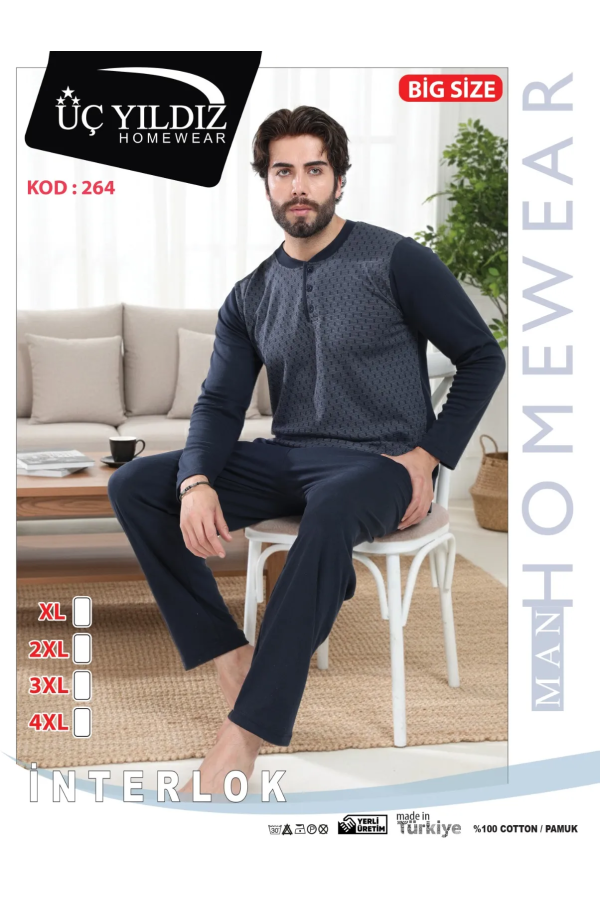 Üçyıldız Üç Yıldız Erkek İnterlok Pijama Takımı Battal 264