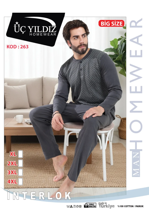 Üçyıldız Üç Yıldız Erkek İnterlok Pijama Takımı Battal 263