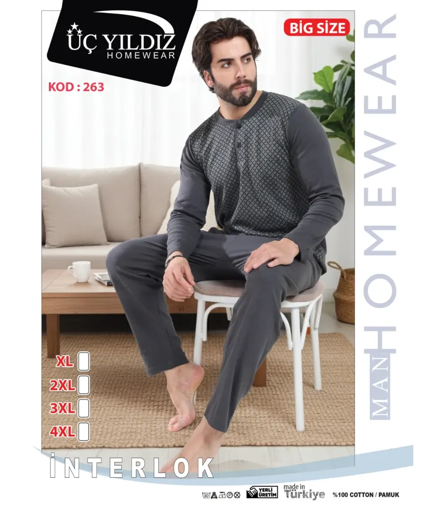 Üçyıldız Üç Yıldız Erkek İnterlok Pijama Takımı Battal 263