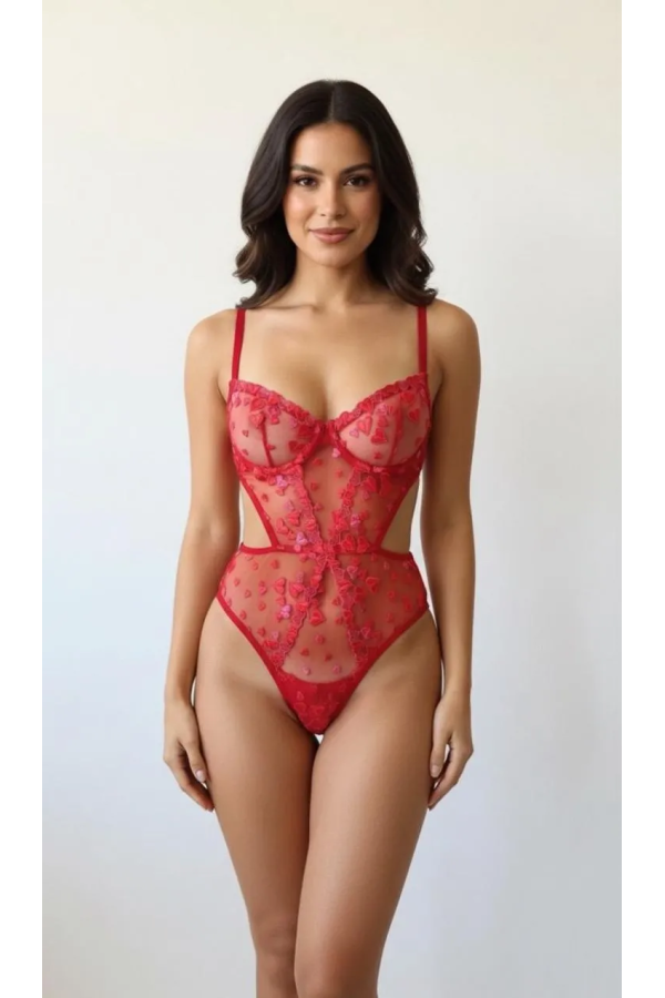 Love Secret Bodysuit Kapsız Kırmızı