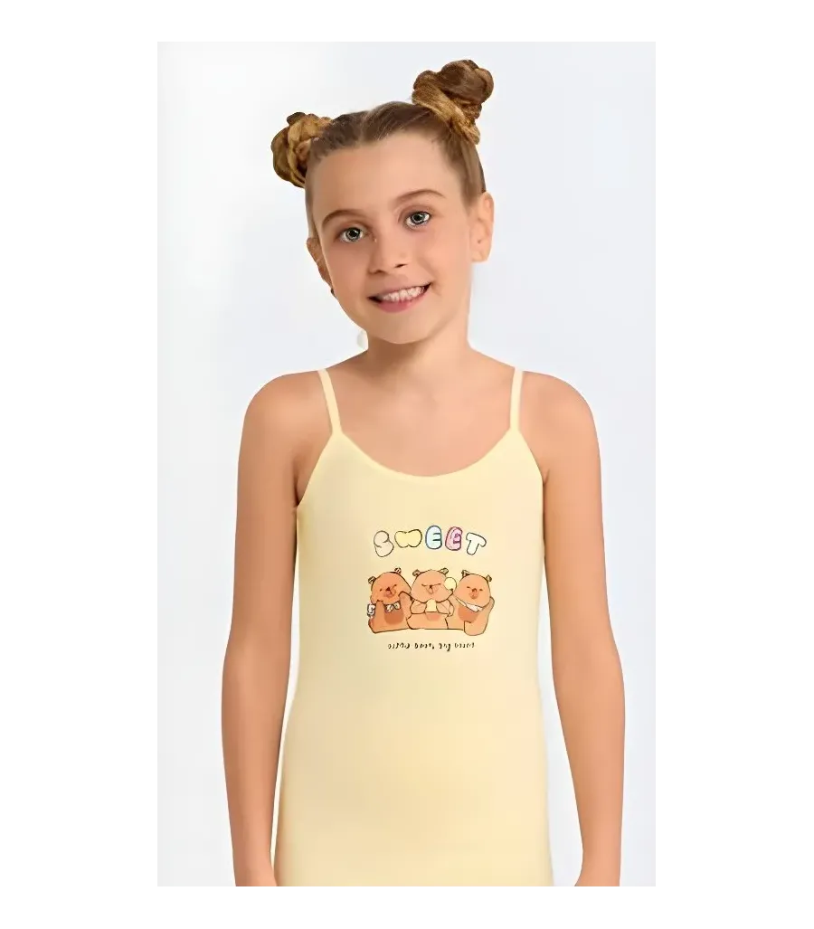 Berrak Kız Çocuk İp Askılı Atlet 3' Lü BRK 5666