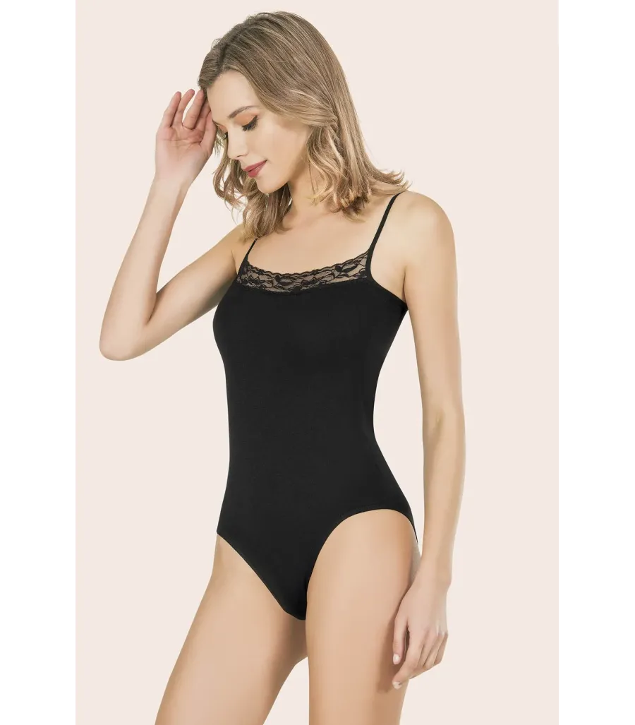 Anıt Likralı Dantelli İp Askılı Body