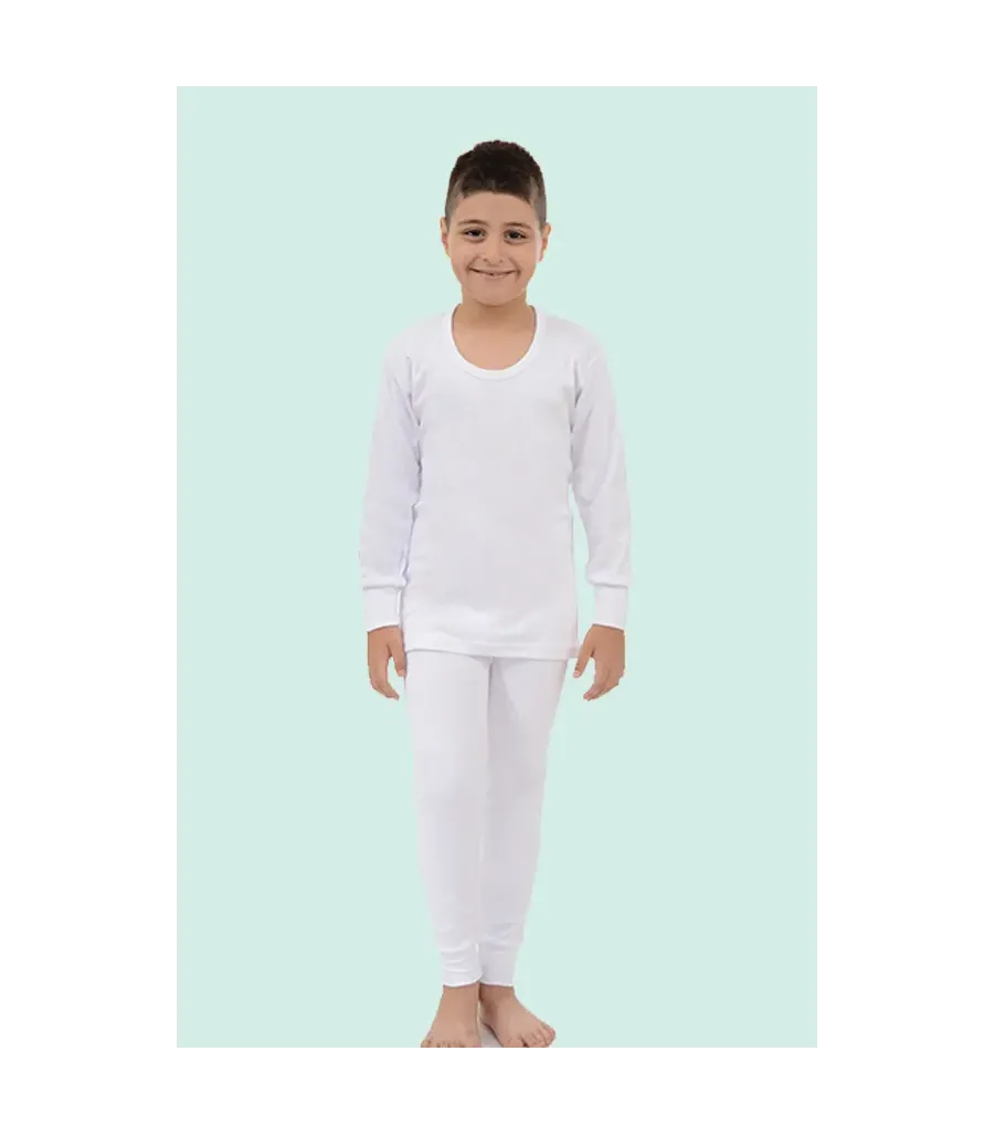 Ceylanoğlu Beyaz - Krem İnterlok Çocuk Takım