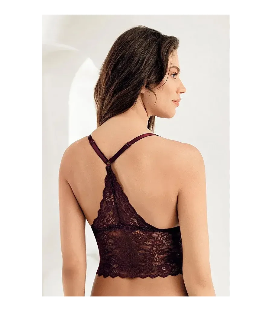 Şahinler Kaplı Bralet Desteksiz Sütyen Mürdüm