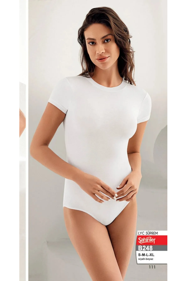 Şahinler Lyc Balıkçı Yaka Kısa Kol Çıtçıtlı Body Beyaz
