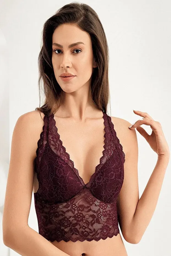 Şahinler Kaplı Bralet Desteksiz Sütyen Mürdüm