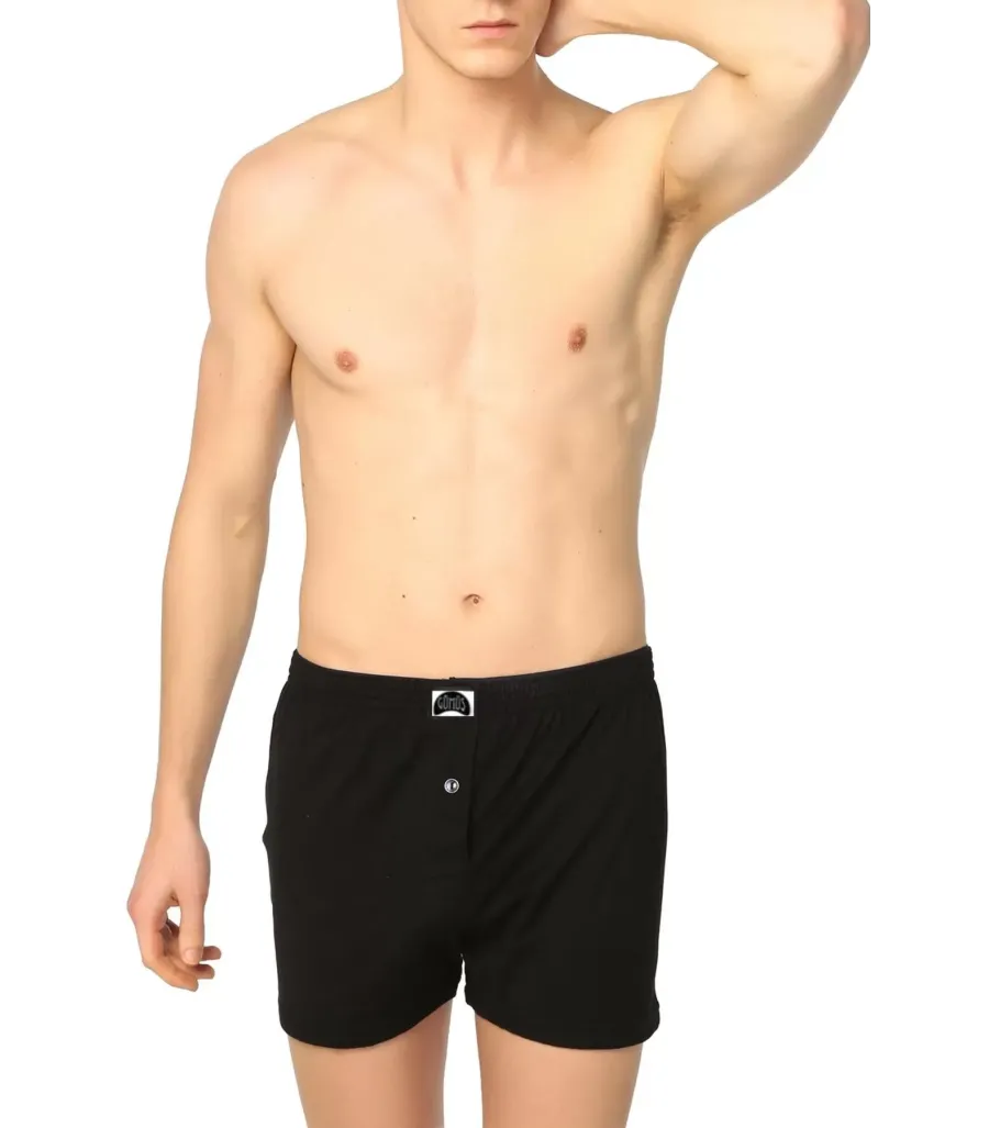 Toptan Gümüş 4020 Havlu Bel Düz Penye Boxer Siyah