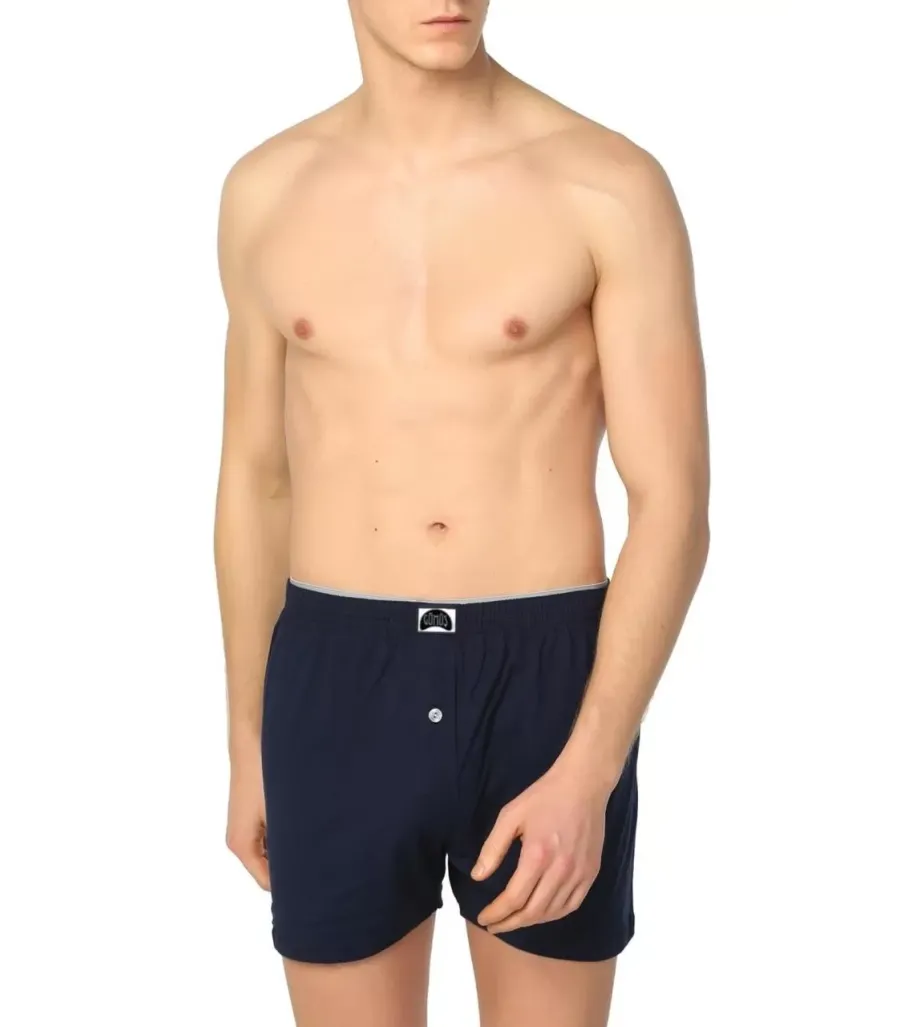 Toptan Gümüş 4020 Havlu Bel Düz Penye Boxer Lacivert