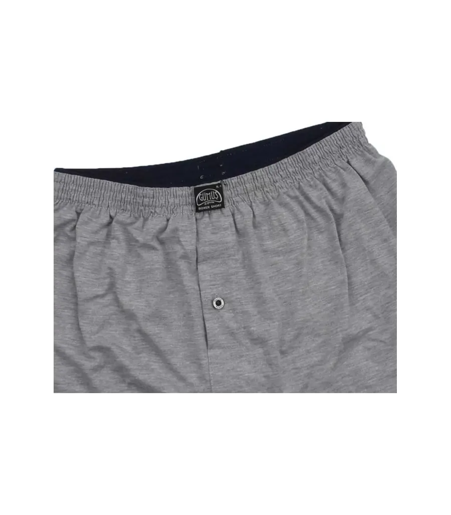 Toptan Gümüş 4020 Havlu Bel Düz Penye Boxer Gri