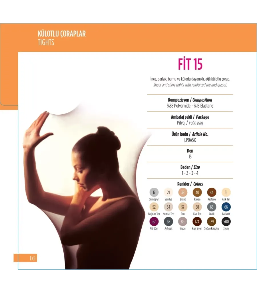 Toptan Penti Bronz Rengi Fit 15 Külotlu Çorap