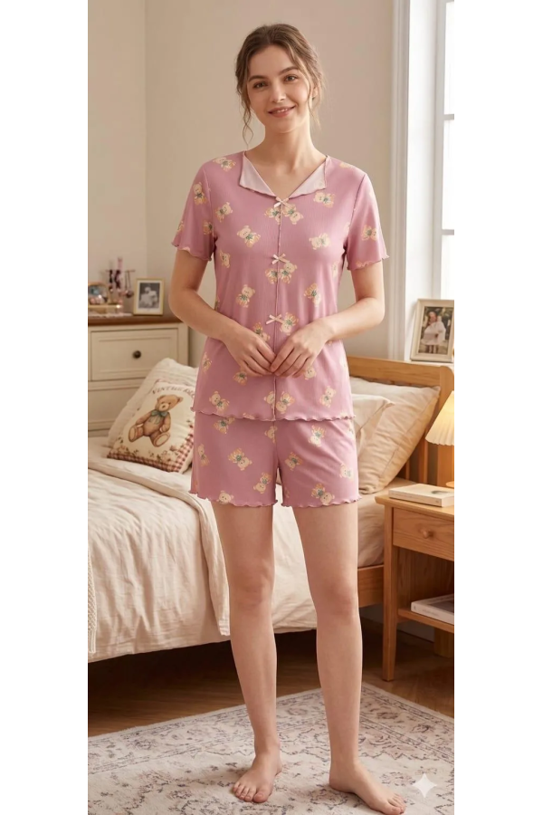 Elit Lüx Viskon Şortlu Pijama Takım ELT23