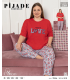 KSM Kadın Kısa Kol Battal Pijama Takımı KSM3