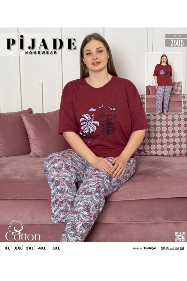KSM Kadın Kısa Kol Battal Pijama Takımı KSM2