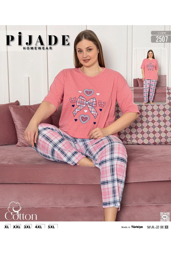 KSM Kadın Kısa Kol Battal Pijama Takımı KSM7