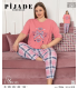 KSM Kadın Kısa Kol Battal Pijama Takımı KSM7