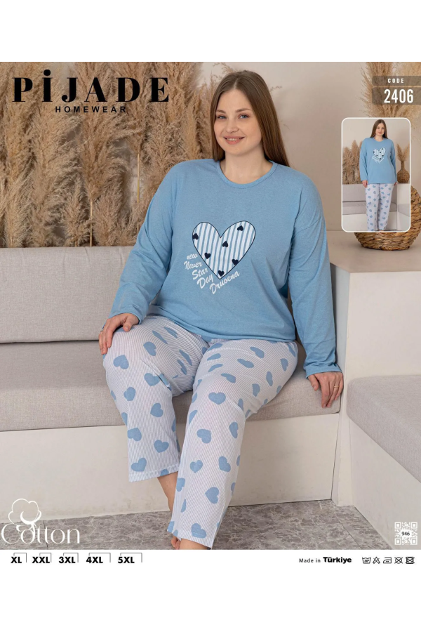 KSM Kadın Uzun Kol Battal Pijama Takımı KSM16