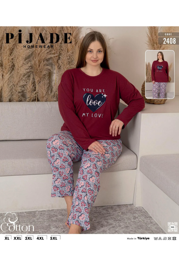 KSM Kadın Uzun Kol Battal Pijama Takımı KSM15