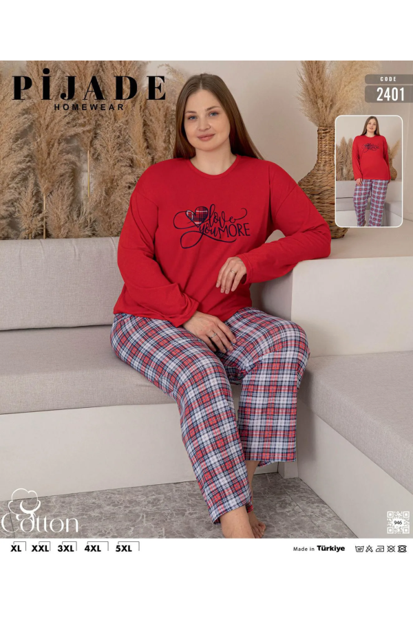 KSM Kadın Uzun Kol Battal Pijama Takımı KSM14
