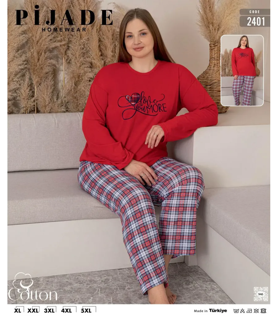 KSM Kadın Uzun Kol Battal Pijama Takımı KSM14