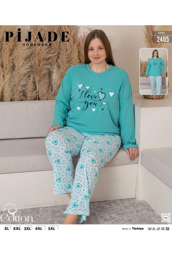KSM Kadın Uzun Kol Battal Pijama Takımı KSM10