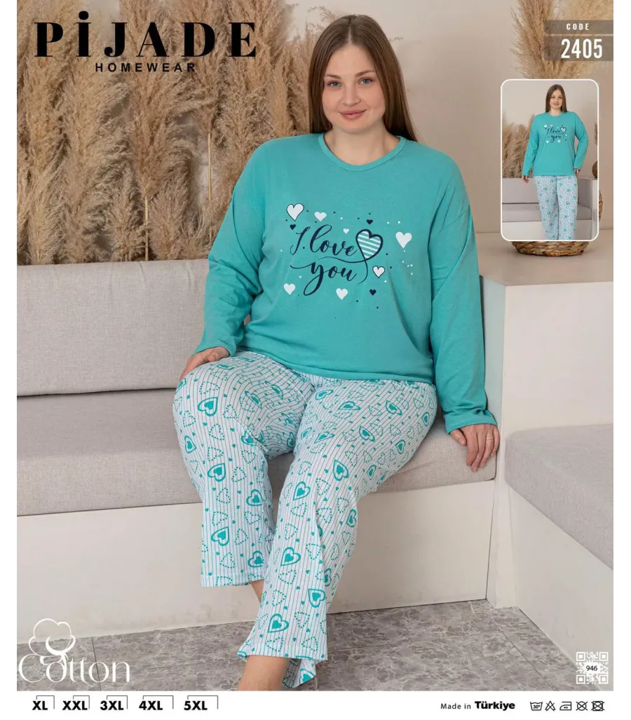 KSM Kadın Uzun Kol Battal Pijama Takımı KSM10
