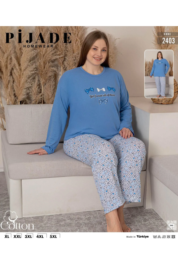 KSM Kadın Uzun Kol Battal Pijama Takımı KSM12
