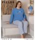 KSM Kadın Uzun Kol Battal Pijama Takımı KSM12