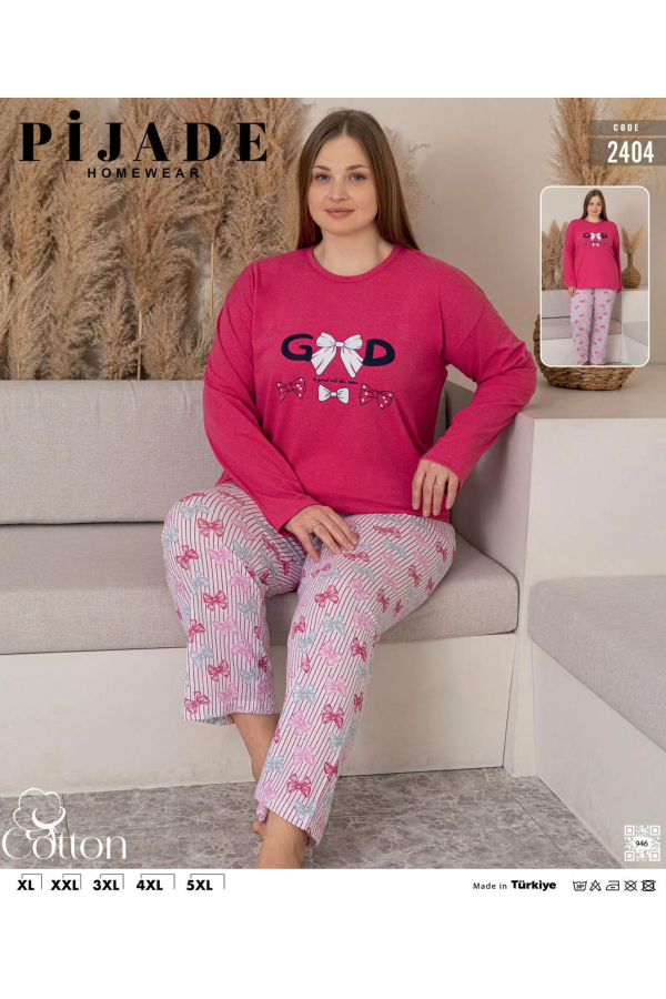 KSM Kadın Uzun Kol Battal Pijama Takımı KSM13